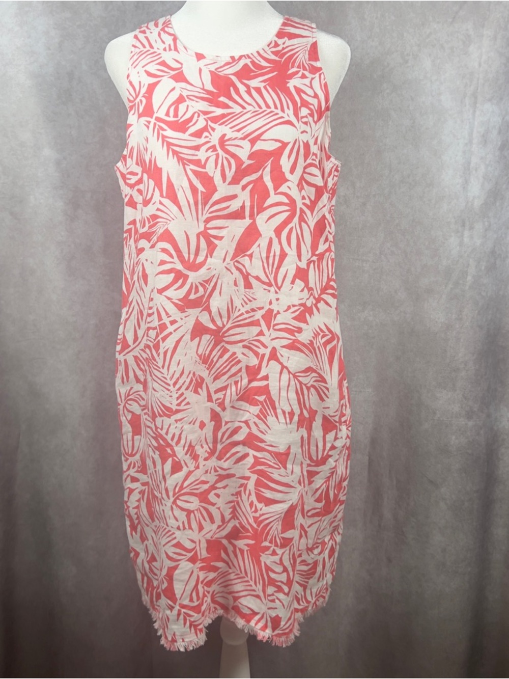Tommy Bahama Linen Shift Dress Womens Small Pink White Tropical Hawaiian Lined